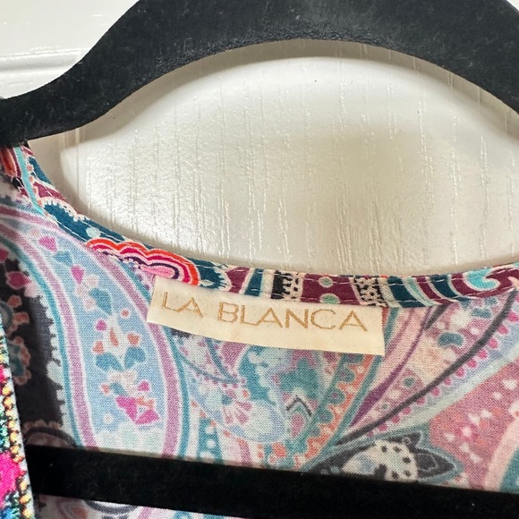 La Blanca Paisley Print Lace Up Long Sleeve Swim Coverup Tunic Size Medium - Picture 3 of 5